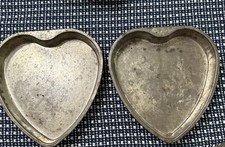 Set Of 2 Vintage EKCO Heart Shape Cake Baking Pan Tarnished Made In USA
