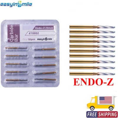 10-Pack Dental Endo-Z Carbide Tungsten Burs - 1.4mm X 23mm Surgical Cutter Drill Burrs