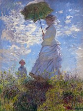 Woman parasol landscape by C. Monet Tile Mural Kitchen Backsplash Marble Ceramic