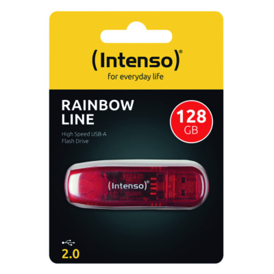Intenso USB Stick 128GB Speicherstick Rainbow Line rot
