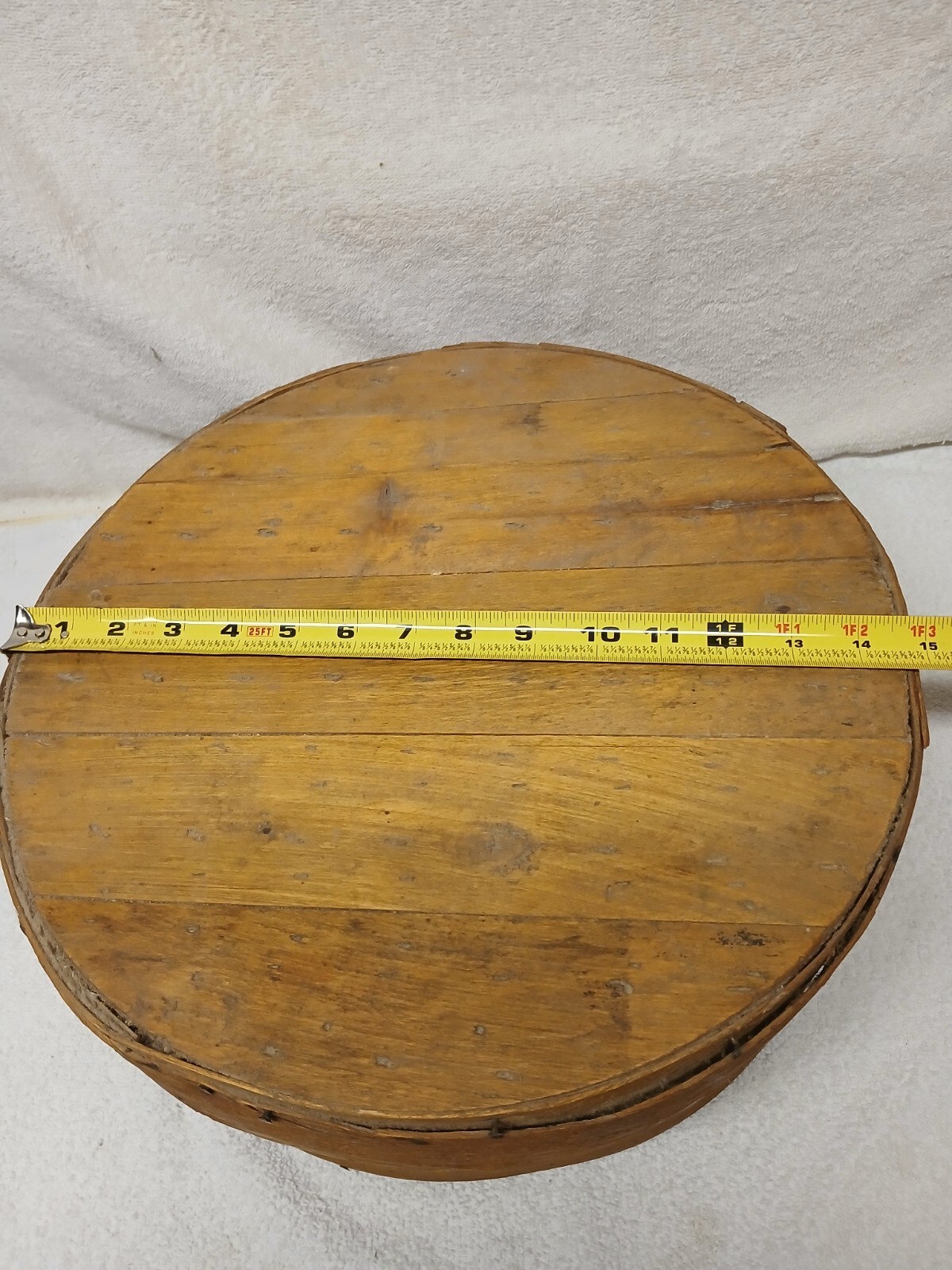Vintage Round Banded Wood Cheese Pantry Box 