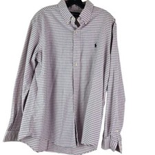 Ralph Lauren Men's Button-Down Pink Plaid Shirt XL Custom Fit