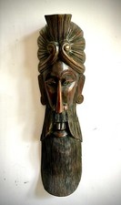 Beautiful Hand Carved Wood Wall Decor Sri Lankan Wood Mask 23"