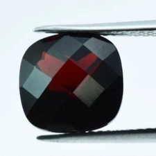 RED GARNET 8.25 MM CUSHION CUT CHECKERBOARD TOP ALL NATURAL