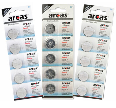 Arcas Premium Knopfzellen Batterien CR2032 CR2016 CR2025 3V Baterien *aus 2025*