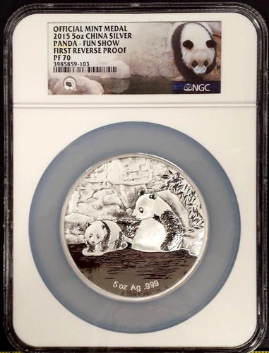 2015 Official Mint Medal Silver Panda, FUN Show, PF 70 by NGC!