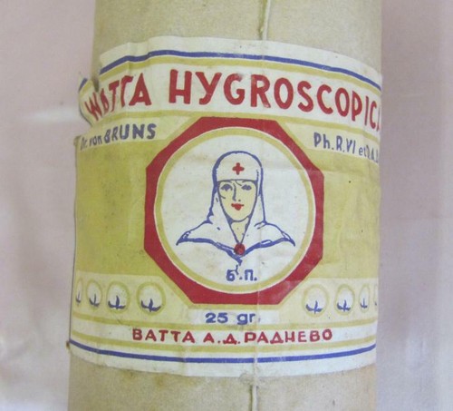 ANTIQUE MEDICAL SURGICAL SEALED PACK OF COTTON GAUZE Dr.von BRUNS - Picture 2 of 7