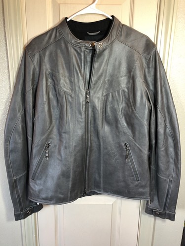 Leather Grey Motorcycle Jacket | eBay