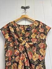 Vintage April Rain Ruched Dress Women 9/10 Floral Paisley Bloomcore 80s Career