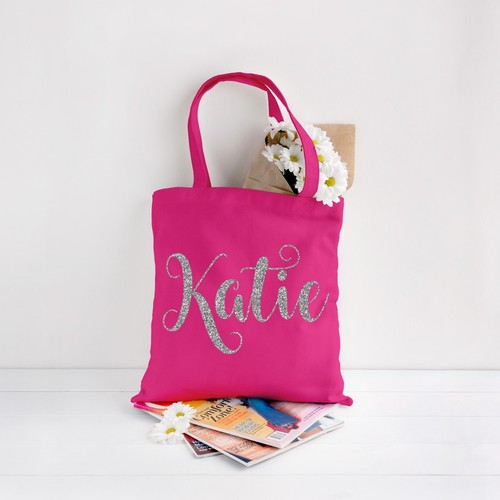 Personalised Canvas Tote Bag - Glitter 