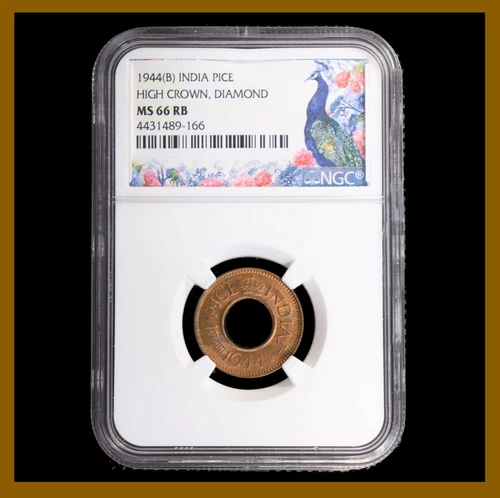 British India 1 Pice, 1944 (B) NGC MS 66 RB High Crown Diamond 4431489-166