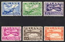 ICELAND 1934, SC C15-C20, VF U COMPLETE SET Air Post scv $88.50  *Bay Stamps*