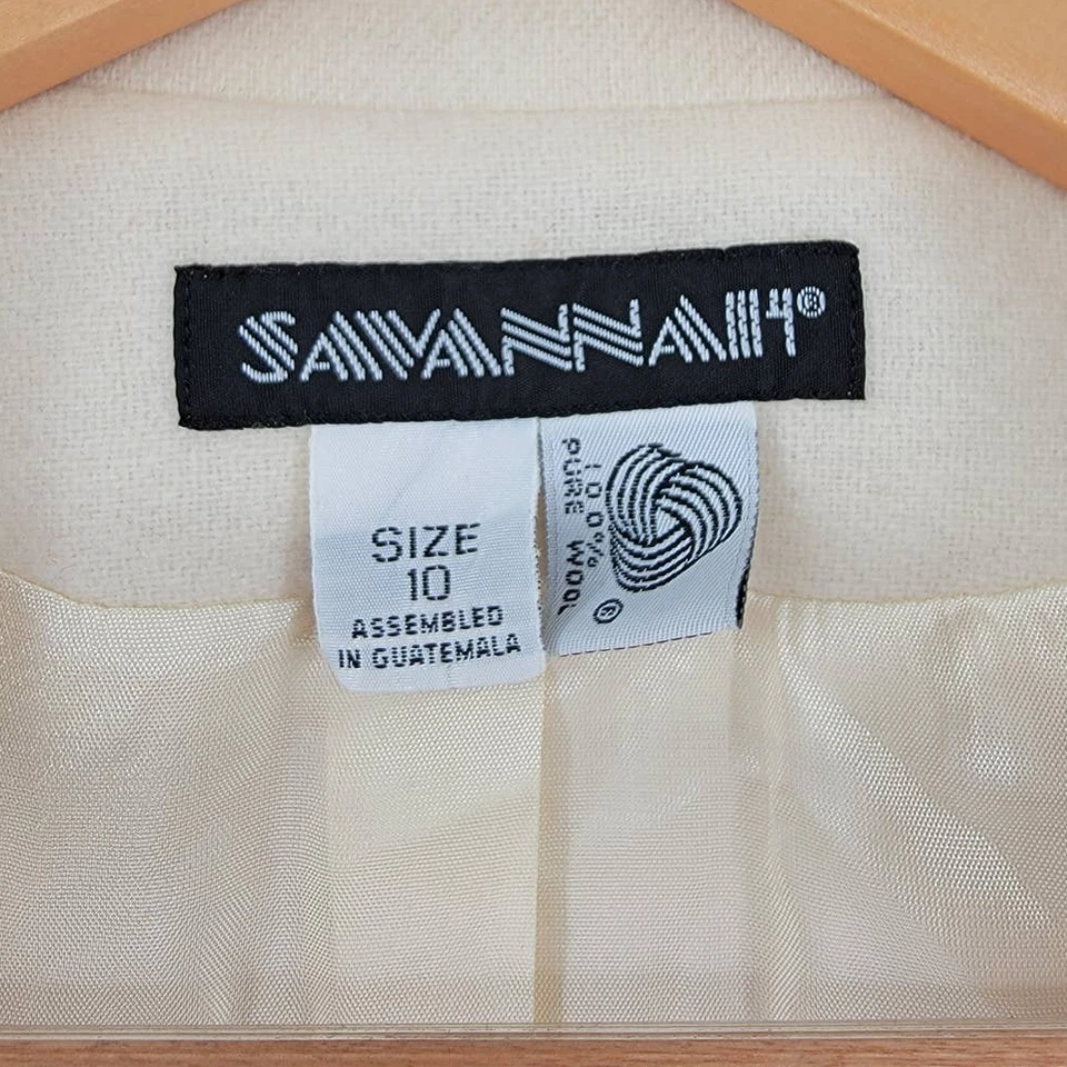 Savannah 100% Wool Single Button Front Boyfriend Blazer 10 Ivory - Image 2 of 4