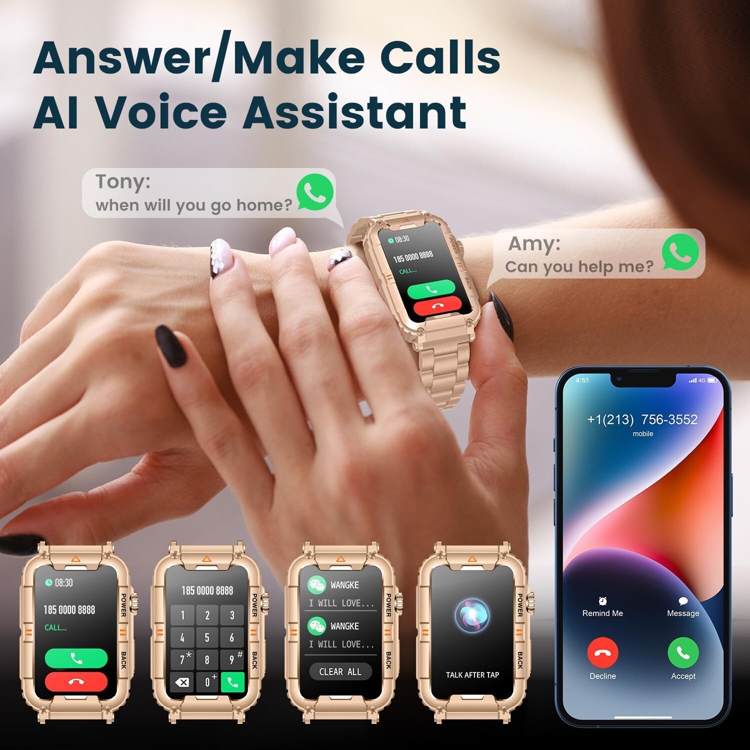 2025 Smart Watch For Men/Women, Waterproof Smartwatch Bluetooth iPhone Samsung