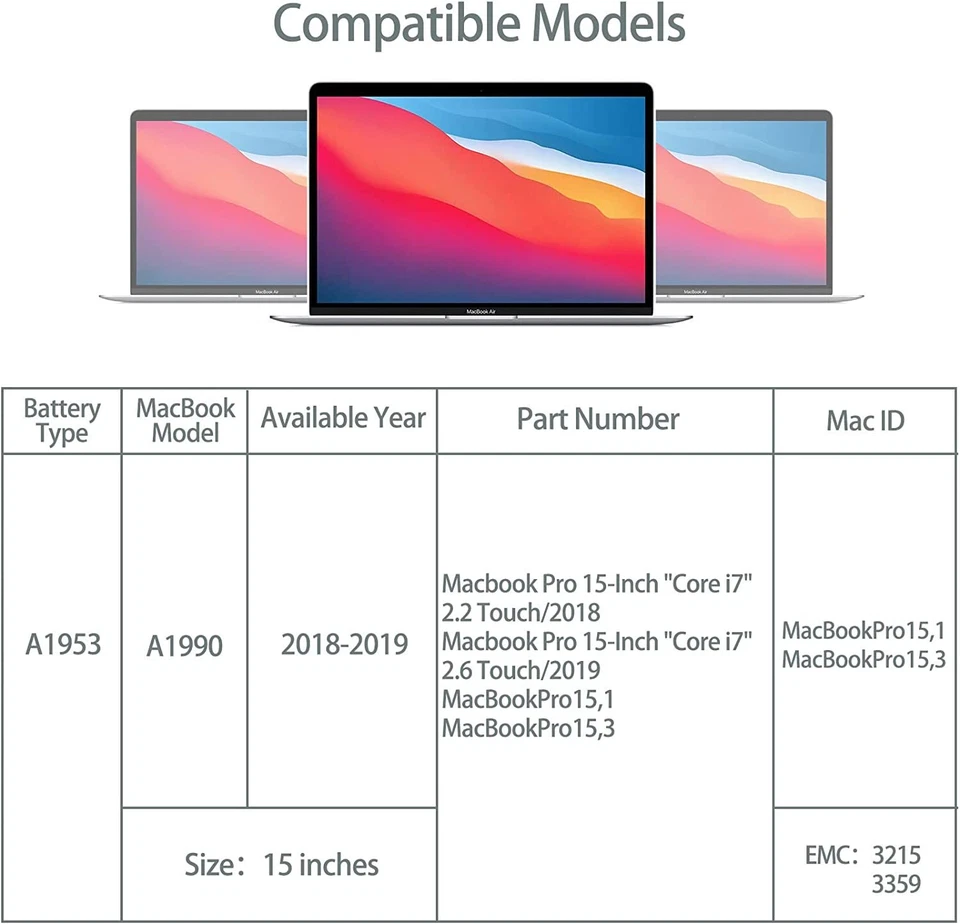 Batería A1953 A1990 Para Apple MacBook Pro 15" Touch A1990 2017 2018 2019 BATERÍA - Imagen 3 de 4