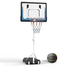 Danrelax Pool Basketball Hoop, Height Adjustable 3.9" to 6.9", Blue PE Frame