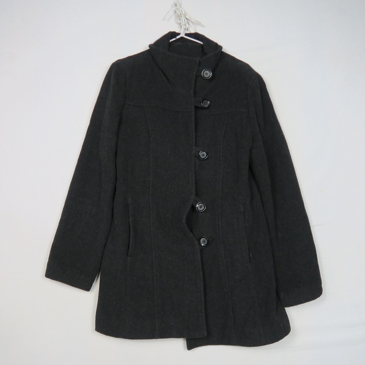 Junior Look Womens Coat Jacket 12(AU) or Medium Black Wool Blend