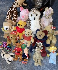 Plush Stuffed Animals Dolls Lot of 18 Bears etc Pooh Boyd's See Description