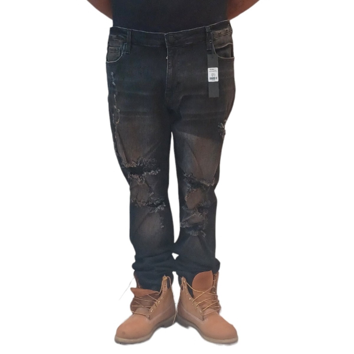 NWT Fashion Nova Men Stacked Skinny Premium Black Wash Denim Jean