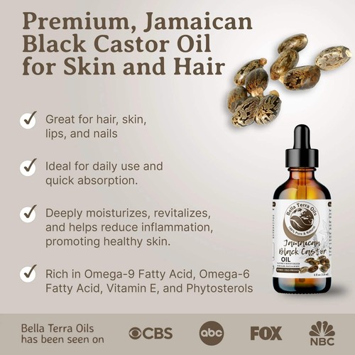 Organic Jamaican Black Castor Oil 100% Pure Hair Growth Skin Nails Treatment - Picture 2 of 13