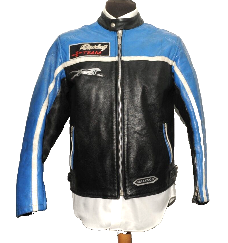 MAAKSON RACING TEAM BIKER MOTORCYCLE COWHIDE LEATHER JACKET