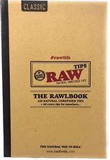 RAW Classic Rawlbook Book of Natural Unrefined Rolling Tips, Brown, 480CT