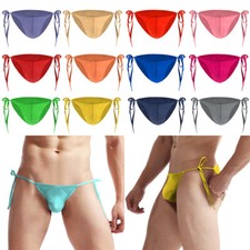 Men Ice Silk Briefs Ultra Thin U Convex Pouch Low Waist Underwear Bandage Thon  