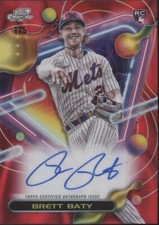 Brett Baty 2023 Topps Chrome Cosmic Red Flare Refractor RC Auto 1/5 #CCA-BBA