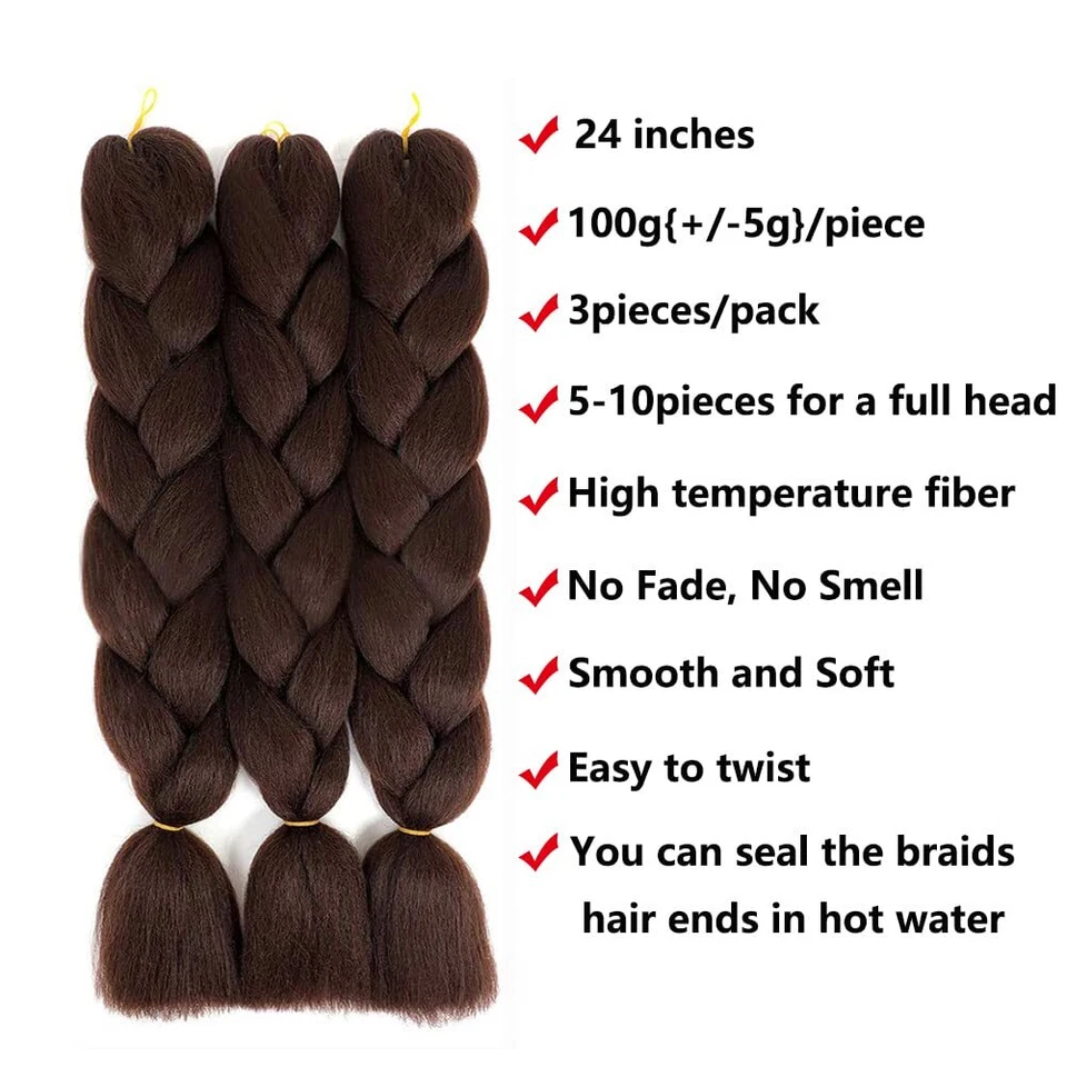 Kanekalon Hair Meches Pour Tresses Africaine Rajout Cheveux Tresses 24"Jumbo ... - Photo 2/4