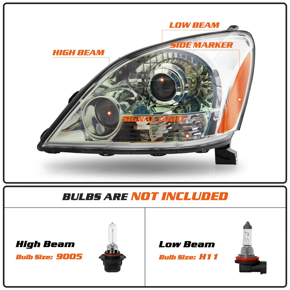 Headlight Assembly For 2003-2009 Lexus GX470 Chrome W/O Sport Package L+R Pair - Image 2 of 4