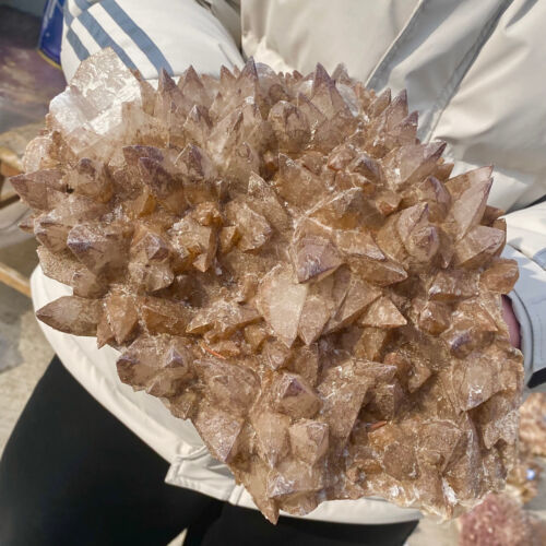 Natural Fluorite Combine Bigger Dog Tooth Lustrous Undamaged Calcite Cluster - Picture 1 of 14