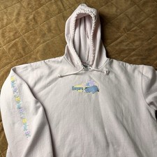 Vintage 90s Disney Store Eeyore Hoodie Pink Floral Sweatshirt USA Made Size L