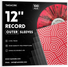 Vinyl Outer Sleeves, 12" 3 Mil Crystal Clear, 100 Pack
