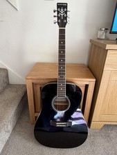 Black Stretton Payne SPD1BK Acoustic Guitar With Bag. Ideal For Beginners.VGC