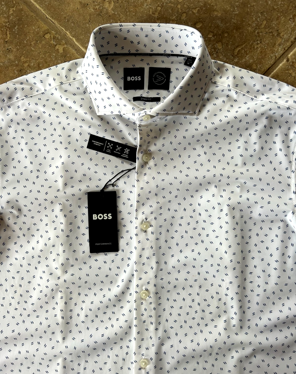 boss sharp fit dress shirt Hugo Boss Sharp Fit Light Blue Micro-Checkered Mens Dress Shirt 16/32-33 100% Co