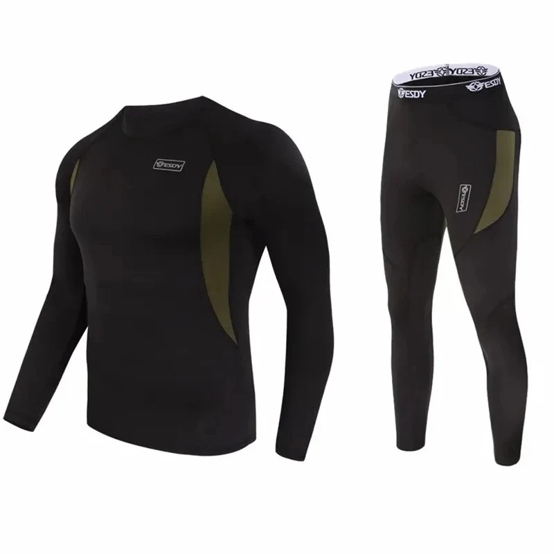 Men's Thermal Underwear Set Fleece Compression Quick Dry Base Layer Warm Suit