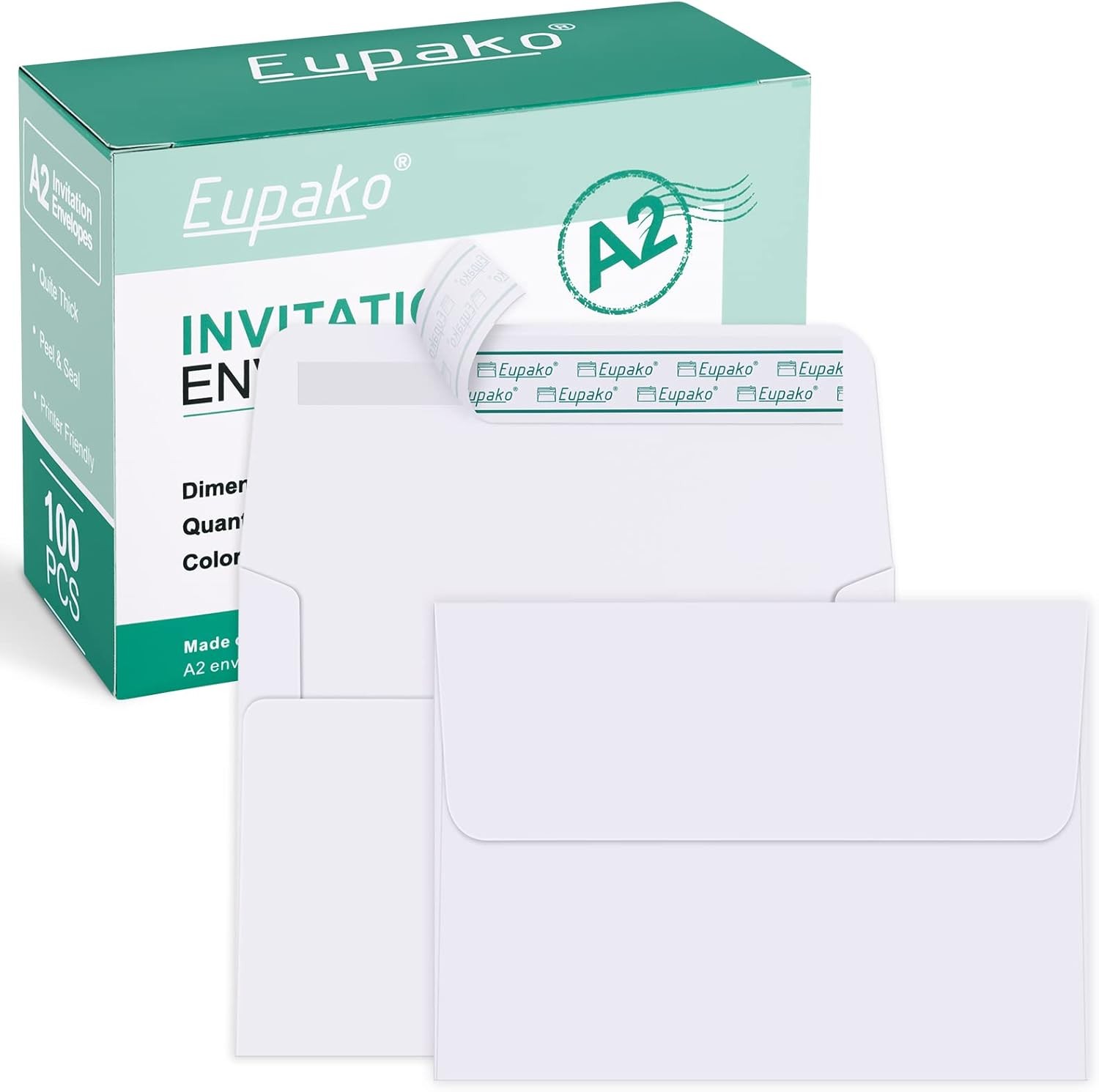 Eupako A2 White Paper Envelopes 100 Pack (4.375 x5.75 Inches), 