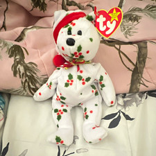 Ty Beanie Babies Holiday Teddy White Bear Plush 1997 Retired Vintage