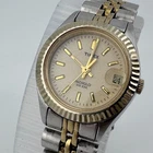 Timex Indiglo Quartz Watch Women Dual Tone Fluted Bezel Date New Battery 6"
