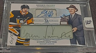 1/1 SIDNEY CROSBY & CONN SMYTHE Pittsburgh Dual AUTO Card *PRICELESS AUTHENTIC