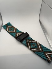 Women s Beaded Native American Belt Medium Elastic With Wooden Buckle