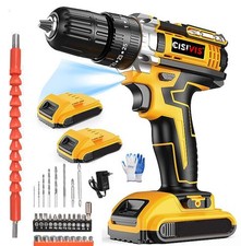 2 Battery 21V Cordless Drill Combi Driver High Power Electric Screwdriver Set UK