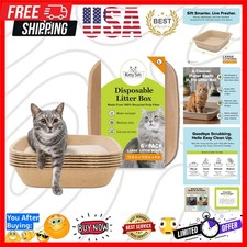 Disposable Cat Litter Box Large, 6 Count, Durable Portable for Travel and Hom...