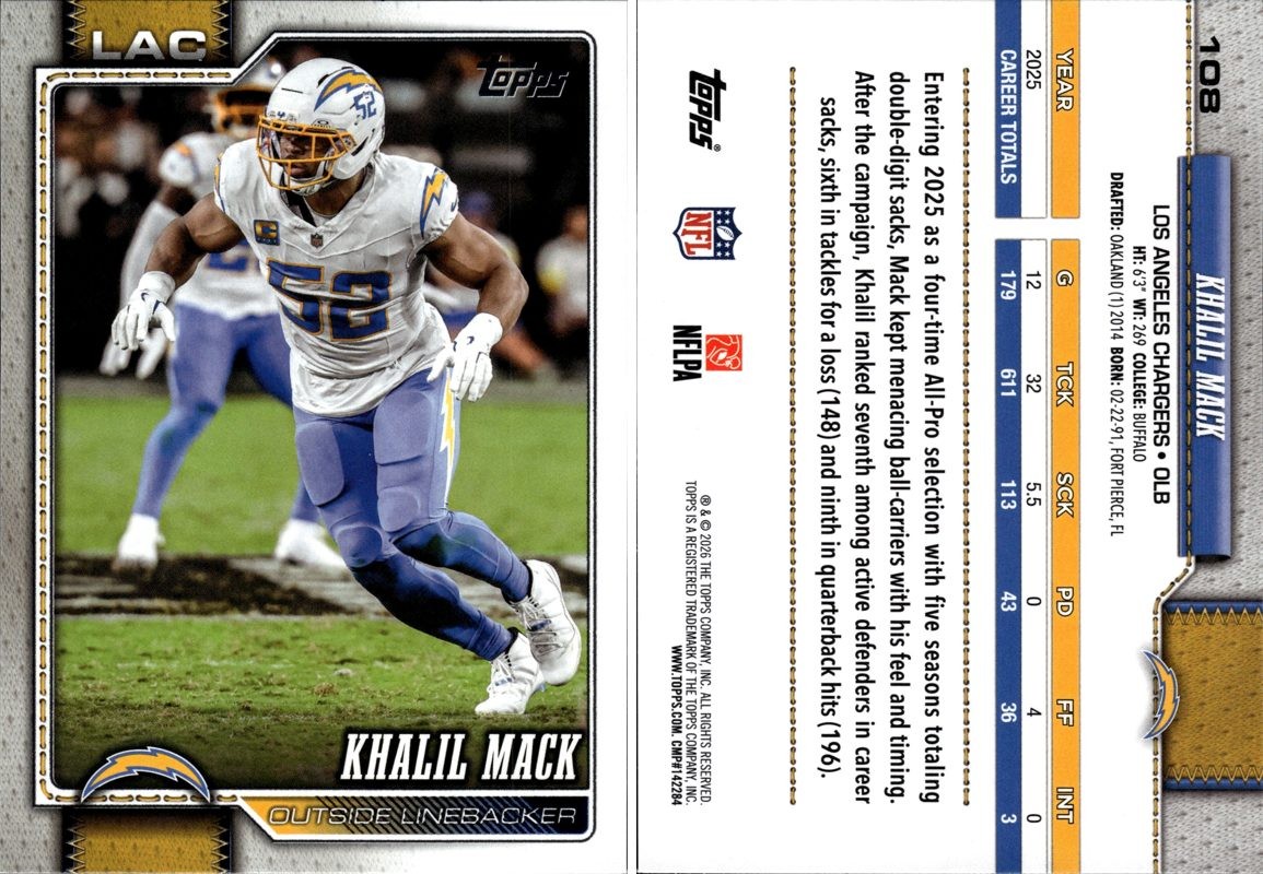 2026 Topps Khalil Mack Chargers Football