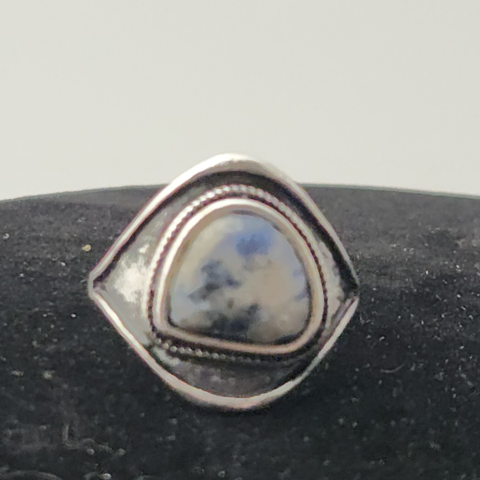Dandrite Agate Silver Tone Statement Ring - image 1