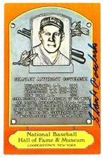 Stan Coveleski Signed Hall of Fame Plaque Postcard (JSA)