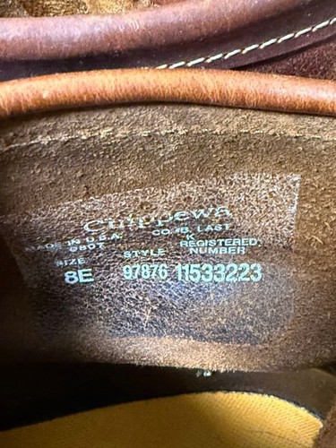 Chippewa Botas Cuero Marrón Moc Puntera Ingeniero Botas Talla 8E - Imagen 7 de 7