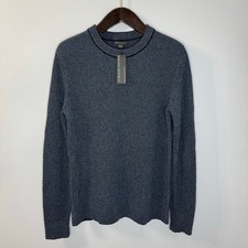 Banana Republic Mens Adrano Striped Italian Wool Blend Sweater Preppy Navy L