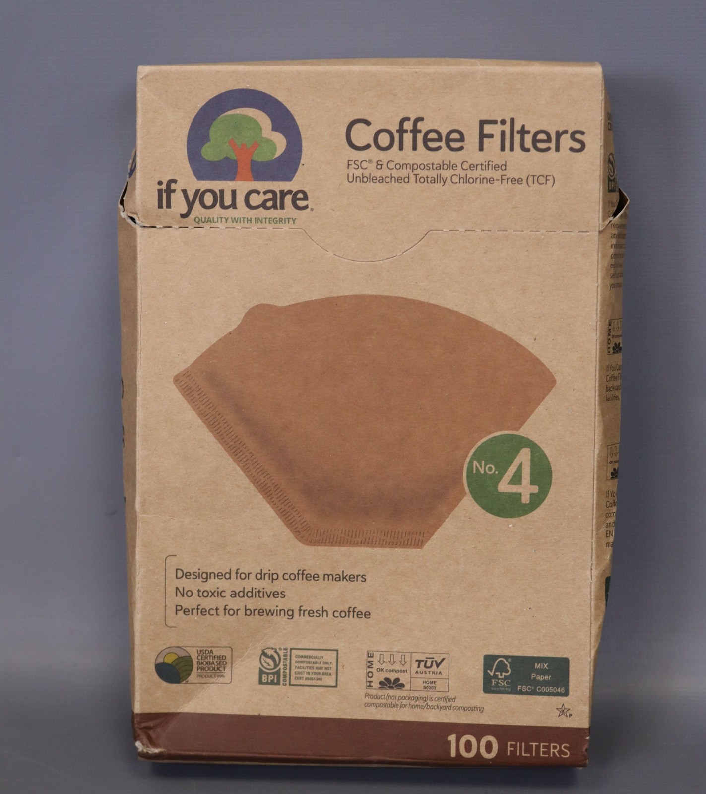 If You Care #4 Natural Brown Cone Coffee Filters, 100 Ct Per pack ( Pack of 2 )