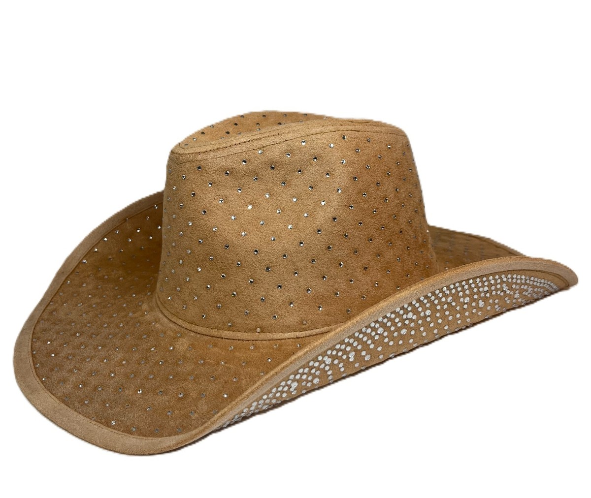 Rhinestone Embellished Suede Cowboy Hat - Bling Rhinestone Cowboy Hat for Women